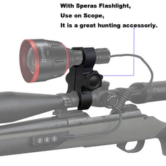SPERAS SM1 bracket securely attaching a heavy flashlight to cylindrical observation equipment