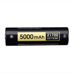 Horizontal flat lay of SPERAS 5000mAh 21700 3.6V rechargeable battery