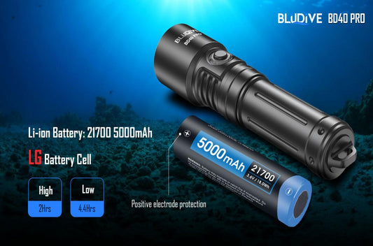 BLUDIVE BD40 PRO 3000LM 464M Dive Torch 150m Underwater With 21700 Battery