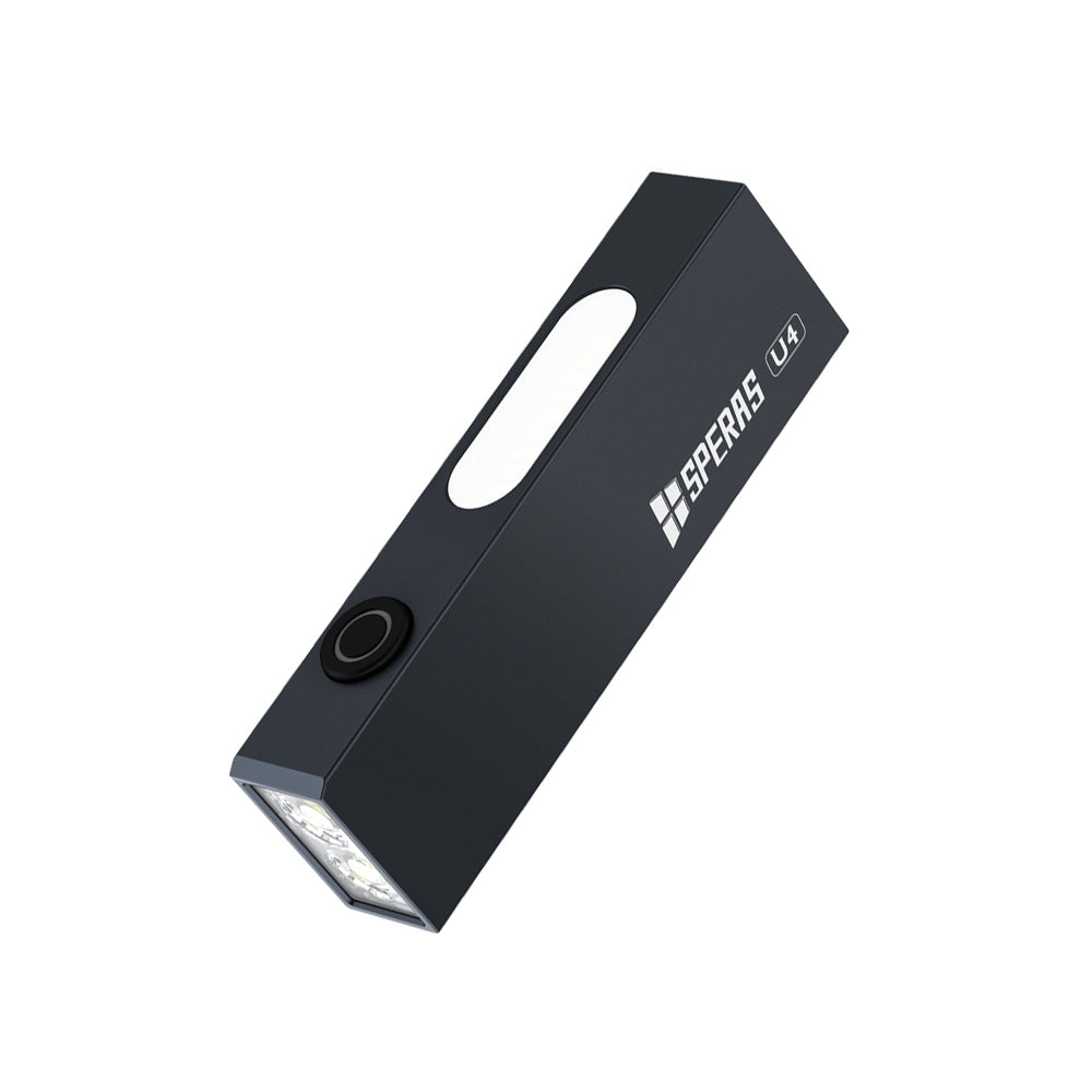 SPERAS U4 black compact everyday carry flashlight with white COB side work light