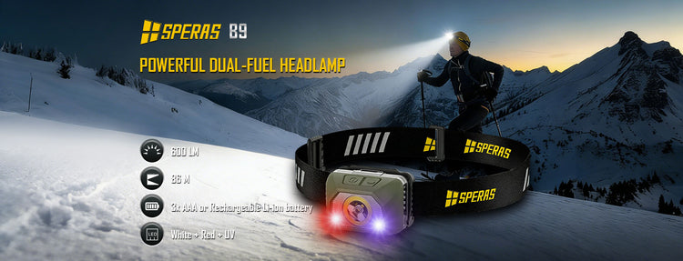 Speras B9 600lm Multi-Function Headlamp with UV & Red Light