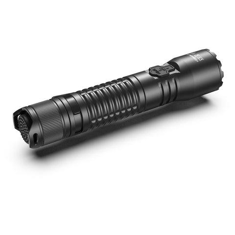 SPERAS EST Max military flashlight showcasing big side button and CNC precision machining aerospace aluminum body