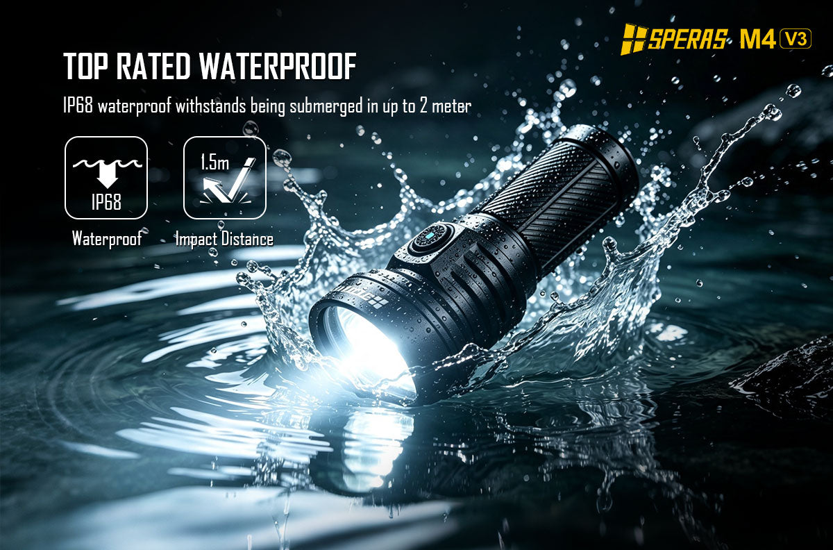 SPERAS M4 V3 IP68 waterproof tactical rechargeable flashlight