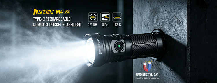 SPERAS M4 V3 Compact Type-C Rechargeable EDC Flashlight 2200lm 700m