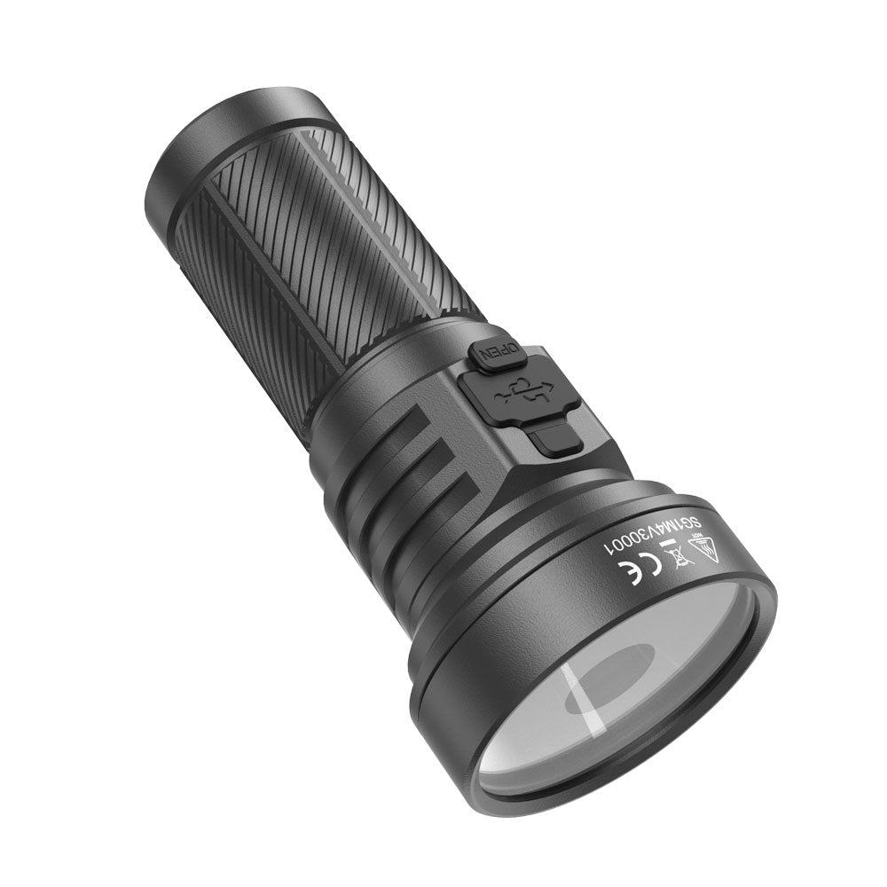 Top-down angled view of the SPERAS M4 V3 EDC Flashlight, featuring the rugged aerospace aluminum bezel and Type-C port.