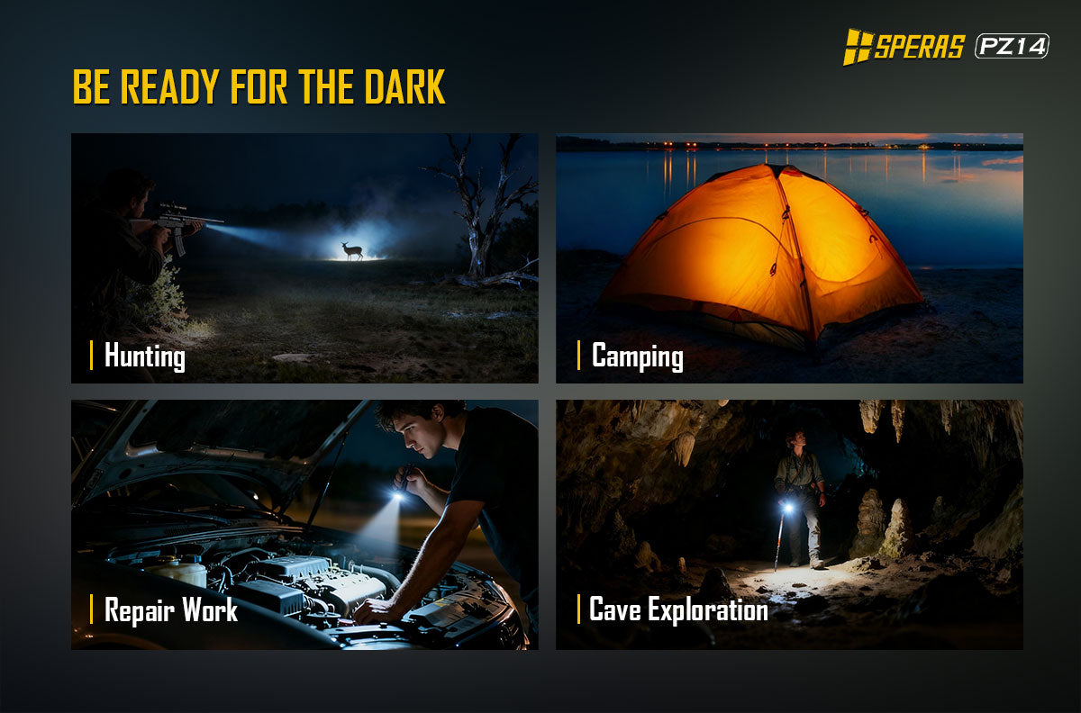 SPERAS PZ14 versatile tactical flashlight applied in demanding night operations