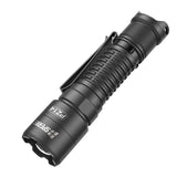 SPERAS PZ14 1000lm zoomable EDC flashlight side profile showing pocket clip and aerospace-grade aluminum body