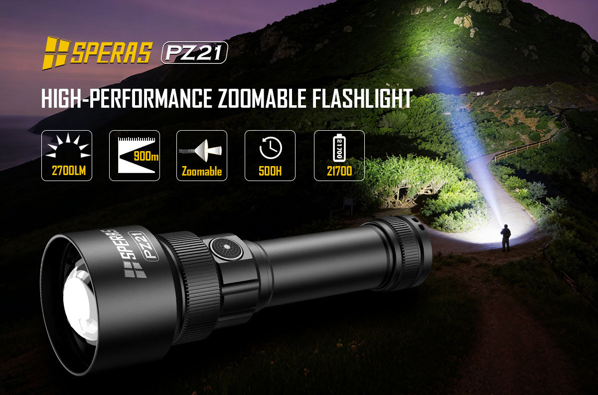 SPERAS PZ21 professional zoom hunting flashlight 2700 lumens 900m throw