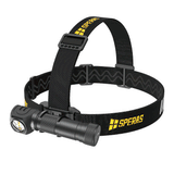 SPERAS SH18 2000 lumen hybrid headlamp and tactical torch attached to adjustable head strap