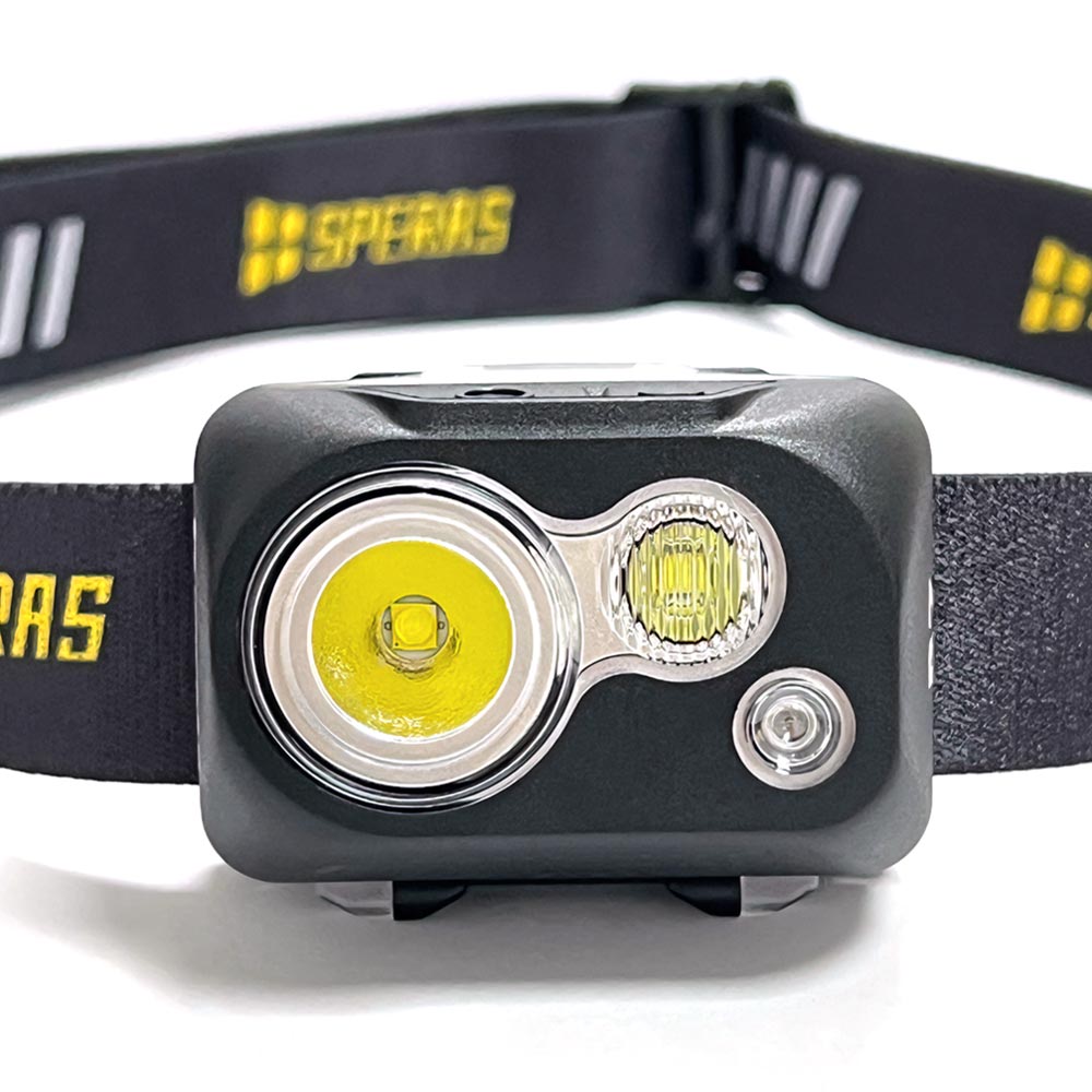 Front view of SPERAS B7 headlight showing spotlight floodlight and red light multi-source LED array