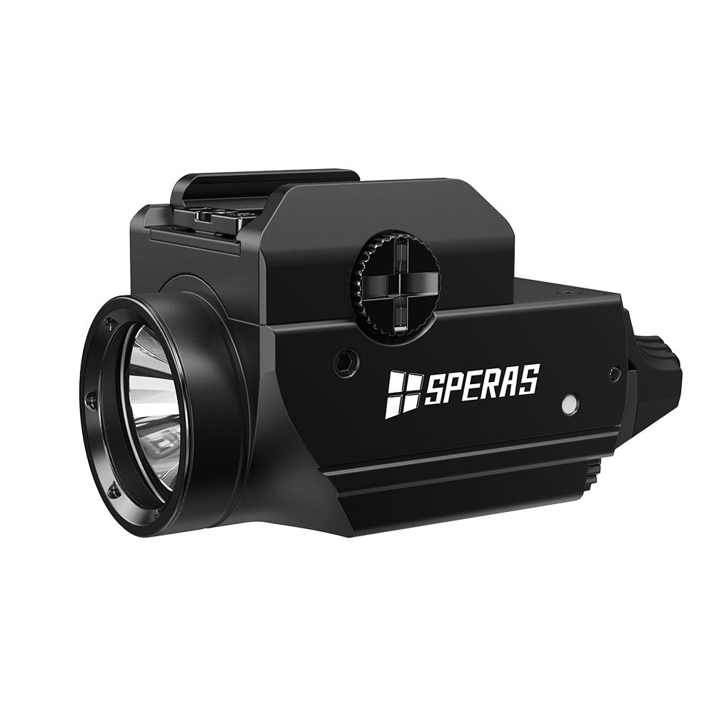 Close-up side profile of the SPERAS WL40-GL compact utility light showing the aluminum housing