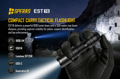 SPERAS EST16 compact tactical flashlight 1600 lumens 550m throw for security patrol