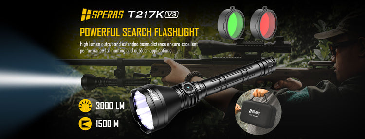 SPERAS T217 V3 21700 Battery Hunting Flashlight 3000lm 1500m Search Flashlights