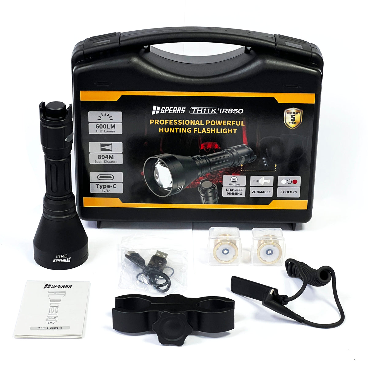 SPERAS TH11K Rechargeable LED Hunt Light 1204m