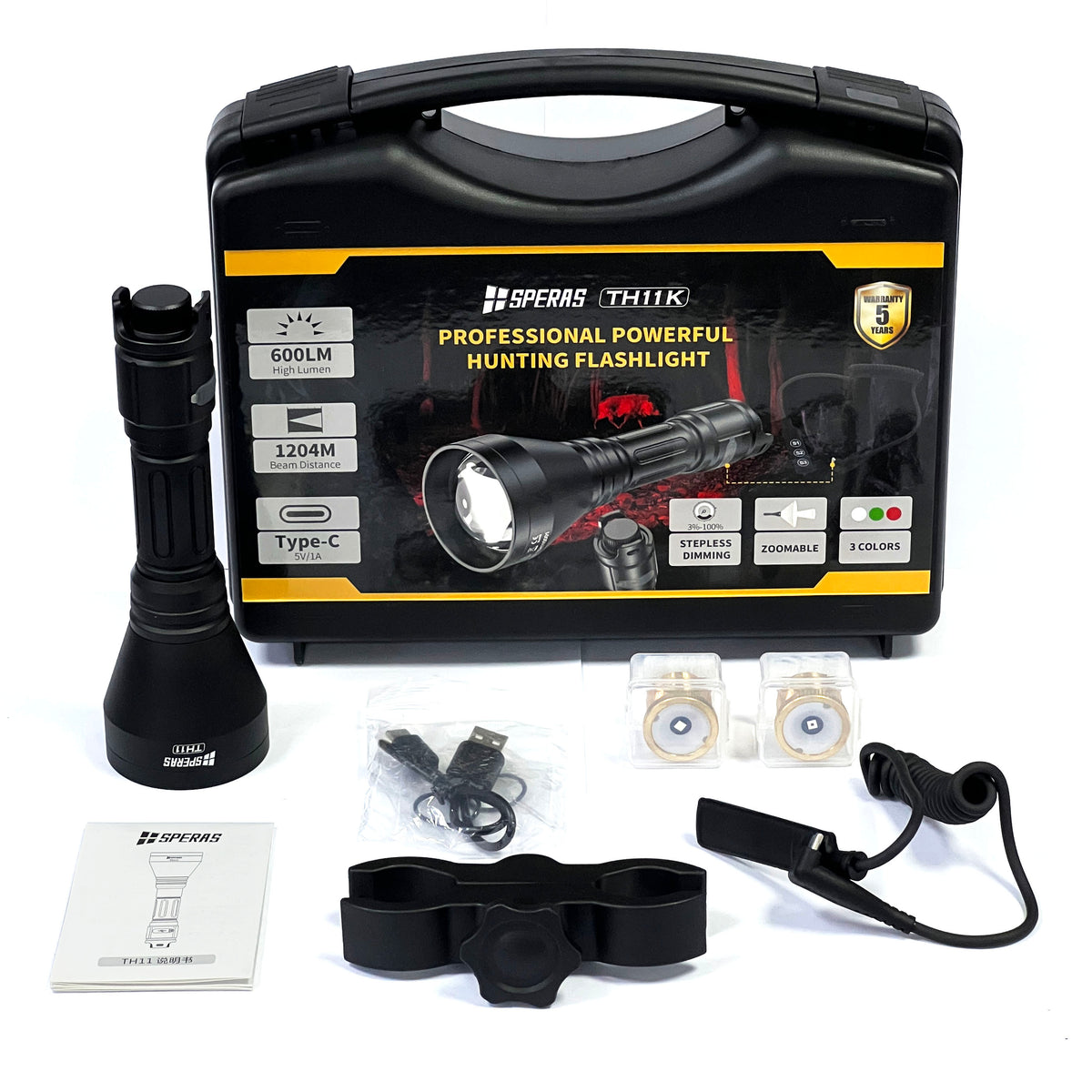 SPERAS TH11K Rechargeable LED Hunt Light 1204m