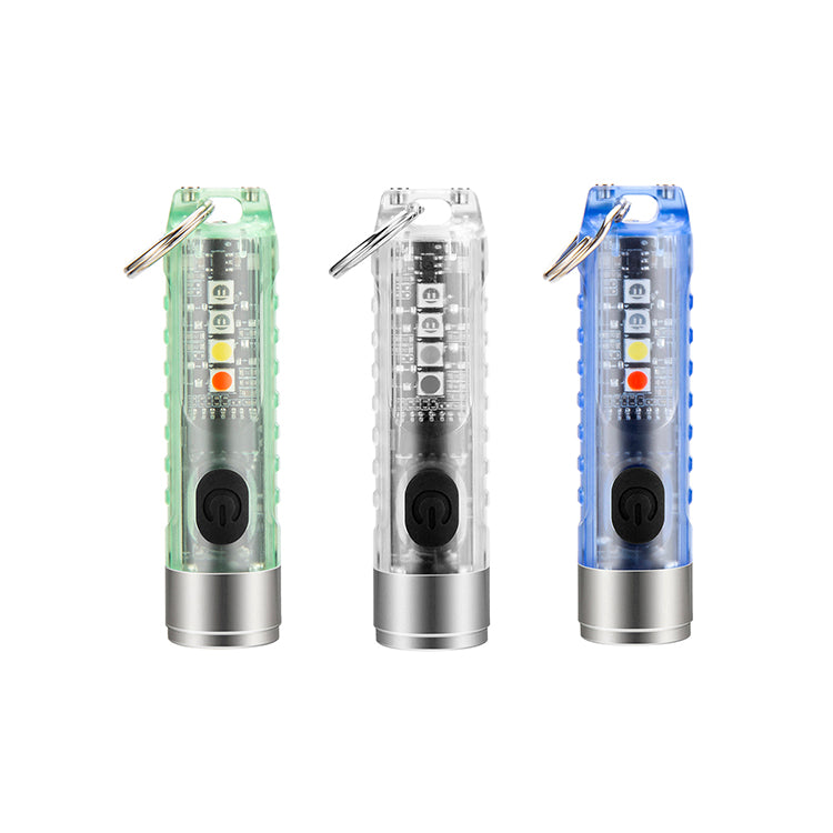 SPERAS S11 transparent pocket flashlight color options green clear and blue