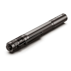 SPERAS M10 compact EDC light laying flat highlighting metal tail cap and knurling design